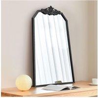 60cm W x 90cm H Black Wave Carved Metal Framed Decorative Wall Mirror Makeup Mirror