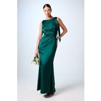Coast Women's Honoured Sleeveless High Neck Tie Shoulder Satin Maxi Bridesmaid Dress in Emerald | Size: 16