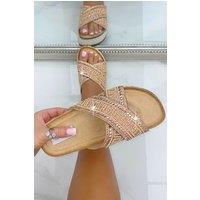 Crystal Shimmer Wedge Sliders