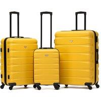 Flight Knight Set of 3 Hard Shell Suitcase Cabin & Check in Cases with TSA Lock in Yellow | Size: 3 Pack