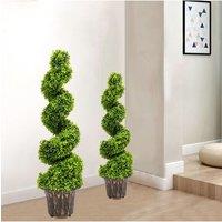 2 Pack Faux Boxwood Topiary in Planter 90CM