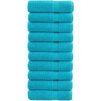 Berkfield Home Premium Hand Towels SOLUND 10 pcs Turquoise 50x100 cm 600 gsm in Blue