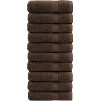 Premium Hand Towels SOLUND 10pcs Brown 50x100cm 600gsm