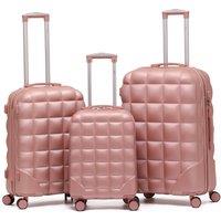 Flight Knight Set Of Three Hard Case Bubble Design Check-in Size Suitcases in Rose Gold | Size: Cabin