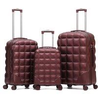 Flight Knight Set Of Three Hard Case Bubble Design Check-in Size Suitcases in Burgundy | Size: Cabin