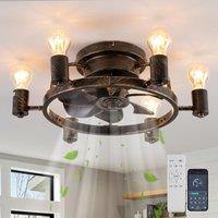 Ceiling Fans with Lights 52cm Black 6 Lights