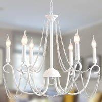 6 Lights Chandelier French Country Retro Hanging Lights White
