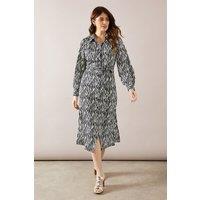 Wallis Women's Zebra Print Belted Shirt Dress in Black | Size: 8