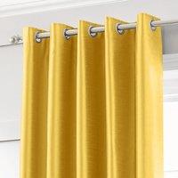 Intimates Silk Effect Energy Saving Lined Ring Top Curtains in Mustard | Size: 168 cm width x 229 cm drop