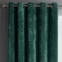 Intimates Crushed Velvet Ready Made Eyelet Curtains in Emerald | Size: 117 cm width x 137 cm drop