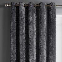 Intimates Crushed Velvet Ready Made Eyelet Curtains in Charcoal | Size: 117 cm width x 137 cm drop