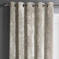 Intimates Crushed Velvet Ready Made Eyelet Curtains in Natural | Size: 168 cm width x 137 cm drop
