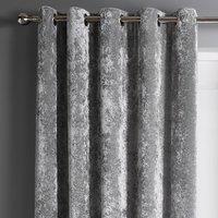 Intimates Crushed Velvet Ready Made Eyelet Curtains in Silver | Size: 168 cm width x 137 cm drop