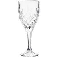 Orsina Set of 4 Crystal Wine Goblets, Patterned Wine Glasses, Clear Drinking Glasses, Embossed Stem Glassware