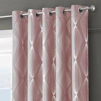 Velosso Onyx Thermal Blackout Ready Made Eyelet Curtains in Dusty Pink | Size: 117 cm width x 137 cm drop