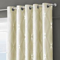 Velosso Onyx Thermal Blackout Ready Made Eyelet Curtains in Cream | Size: 117 cm width x 137 cm drop
