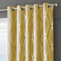 Velosso Onyx Thermal Blackout Ready Made Eyelet Curtains in Mustard | Size: 117 cm width x 137 cm drop