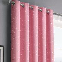 Velosso Stars Thermal Blackout Ready Made Eyelet Curtains in Pink | Size: 117 cm width x 183 cm drop