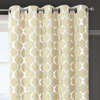Velosso Arabesque Thermal Blackout Ready Made Eyelet Curtains in Cream | Size: 117 cm width x 137 cm drop