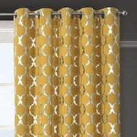 Velosso Arabesque Thermal Blackout Ready Made Eyelet Curtains in Mustard | Size: 117 cm width x 137 cm drop