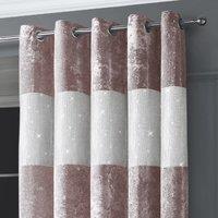 Intimates Diamante Velvet Fully Lined Curtains - Luxury Ring Top Window Drapes in Dusty Pink | Size: 117 cm width x 137 cm drop