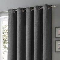 Velosso Teddy Fleece Readymade Eyelet Curtains in Charcoal | Size: 228 cm width x 228 cm drop