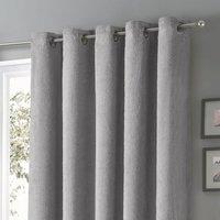 Velosso Teddy Fleece Readymade Eyelet Curtains in Grey | Size: 168 cm width x 183 cm drop
