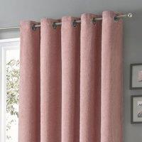 Velosso Teddy Fleece Readymade Eyelet Curtains in Dusty Pink | Size: 168 cm width x 229 cm drop