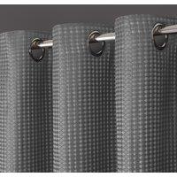Velosso Waffle Weave Total Blackout Jacquard Eyelet Header Curtains in Silver | Size: 117 cm width x 183 cm drop