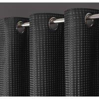 Velosso Waffle Weave Total Blackout Jacquard Eyelet Header Curtains in Charcoal | Size: 168 cm width x 229 cm drop