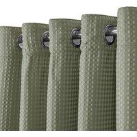 Velosso Waffle Weave Total Blackout Jacquard Eyelet Header Curtains in Bottle Green | Size: 168 cm width x 137 cm drop