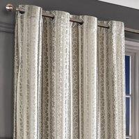 Intimates Verity Crushed Velvet Embossed Ready Made Eyelet Curtains in Natural | Size: 140 cm width x 183 cm drop