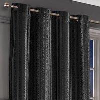 Intimates Verity Crushed Velvet Embossed Ready Made Eyelet Curtains in Black | Size: 140 cm width x 137 cm drop