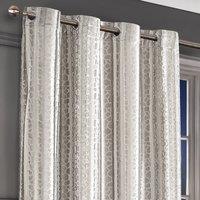 Intimates Verity Crushed Velvet Embossed Ready Made Eyelet Curtains in Cream | Size: 140 cm width x 183 cm drop