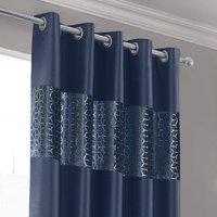 Intimates Vera Faux Silk Crushed Velvet Ready Made Eyelet Curtains in Navy | Size: 168 cm width x 229 cm drop