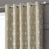 Velosso Moreno Thermal Blackout Ready Made Eyelet Curtains in Beige | Size: 117 cm width x 183 cm drop