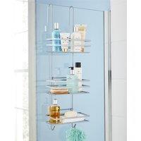 House of Home Shower Caddy 3 Tier Bathroom Storage Organiser Hanging Basket With Shelving Over The Door in Silver