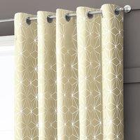 Velosso Modern Blackout Geometric Curtain, Ring Top, Thermal Energy Saving in Cream | Size: 168 cm width x 229 cm drop
