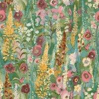 Grandeco Handpainted Delphinium Forest Floral Garden Textured Wallpaper in Green