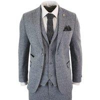 TruClothing Men's stz11 3 Piece Tweed Suit Herringbone in Grey | Size: 52R