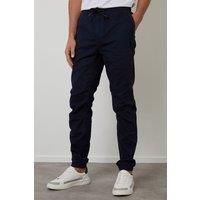 Threadbare Men's Cotton Jogger Style Cuffed Trousers With Stretch in Navy | Size: XL