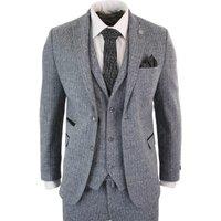 Infinity Leather Men's 3 Piece Herringbone Tweed Suit in Grey | Size: 44R