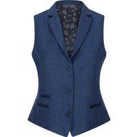 TruClothing Women's Wsn - Tweed Herringbone 1920's Waistcoat in Navy | Size: 14