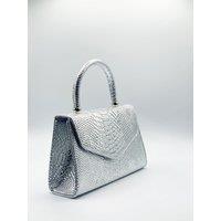 Faux Snakeskin Mini Bag in Silver