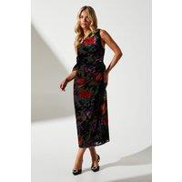 Petite One Shoulder Wrap Midi Wedding Guest Dress