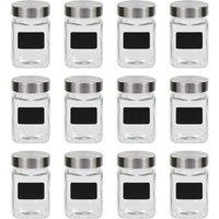 Berkfield Home Storage Jars with Sticker 12 pcs 300 ml in Black