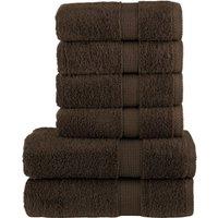 Berkfield Home 6 Piece Premium Towel Set SOLUND Brown 600 gsm