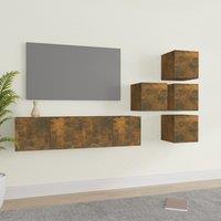 6 Piece TV Cabinet Set Smoked Oak Engineered Wood