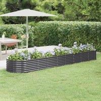 Berkfield Home Garden Raised Bed Powder-coated Steel 368x80x36 cm Anthracite in Black | Size: 368 x 80 x 36 cm