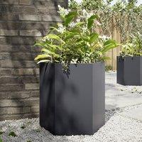 Berkfield Home Garden Planter Anthracite Hexagon 46x40x45 cm Steel in Black | Size: 46 x 40 x 45 cm